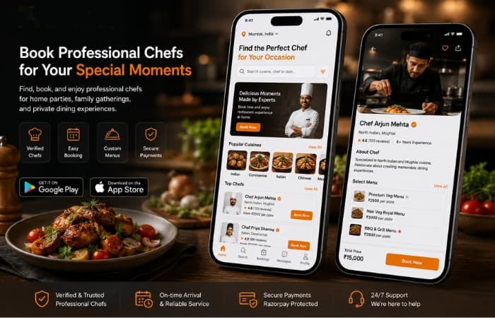 Chef Booking Mobile App for Home Parties & Events